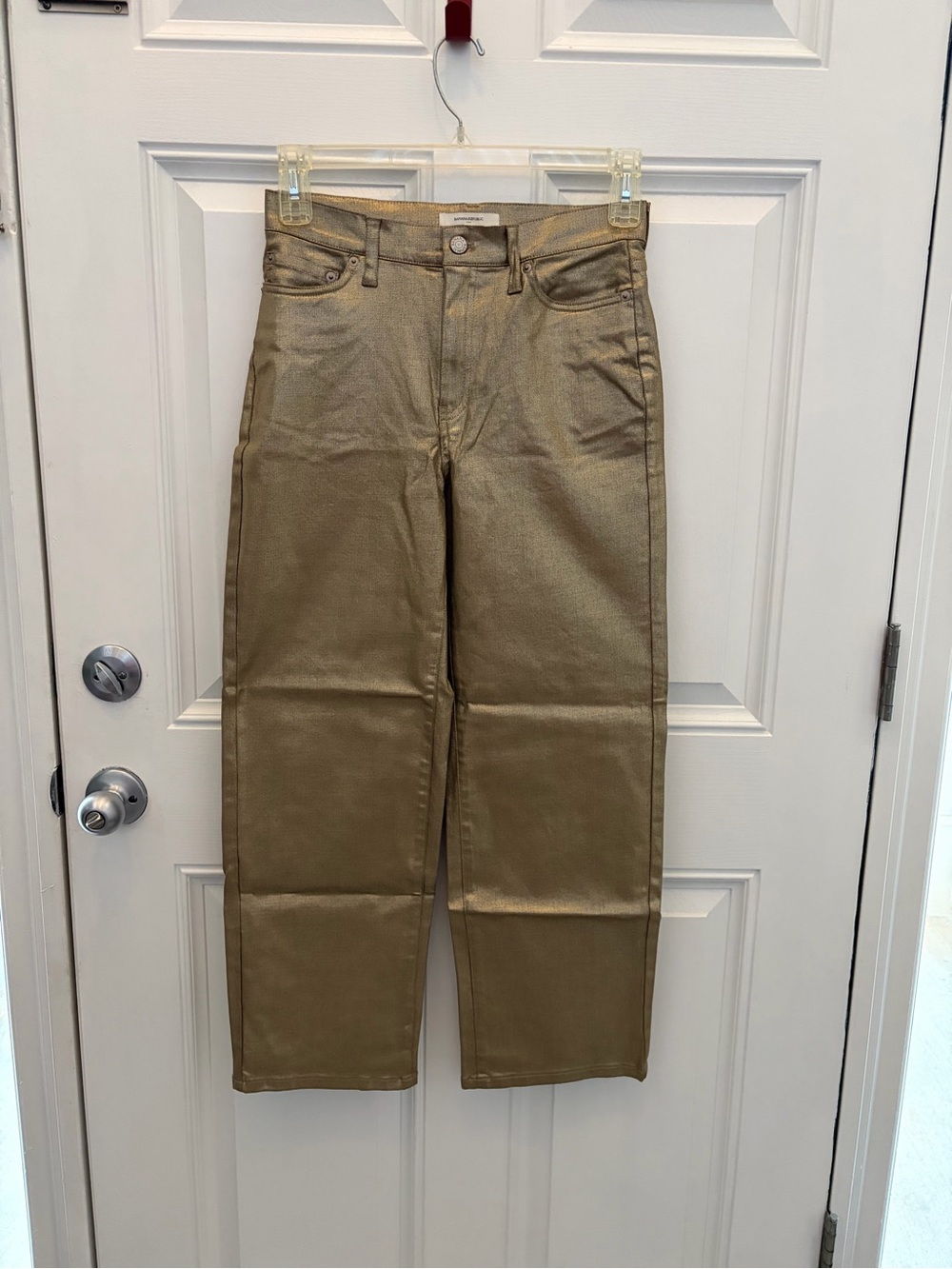 Women’s Banana Republic Metallic Gold Straight, High Rise Jeans